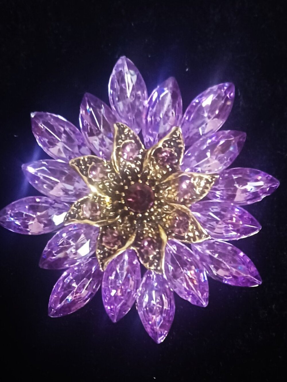 Sparkling Purple Rhinestone Brooch